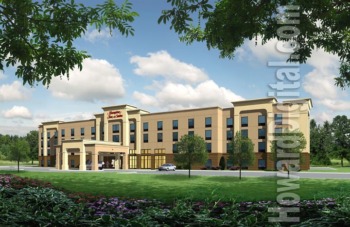 Digital Rendering - Hampton Inn Hotel & Suites - HowardDigital