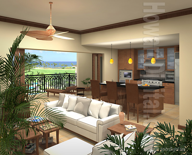 Architectural Rendering - Beach Villas at Ko Olina Resort - Oahu, Hawaii HI