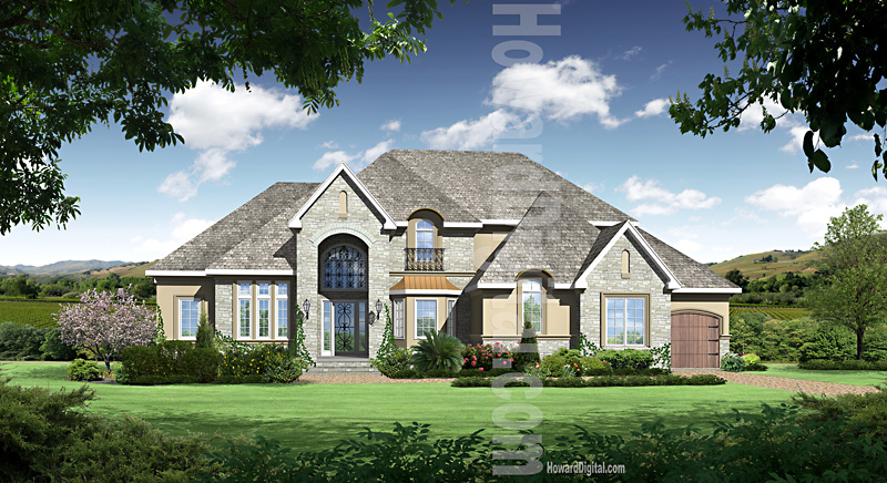 French Chateau House Renderings